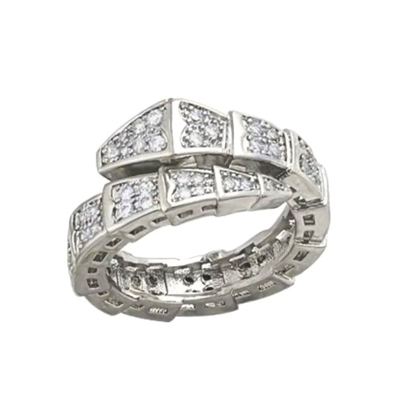 Serpenti Viper Silver Snake Crystal Ring - Picture 3 of 17